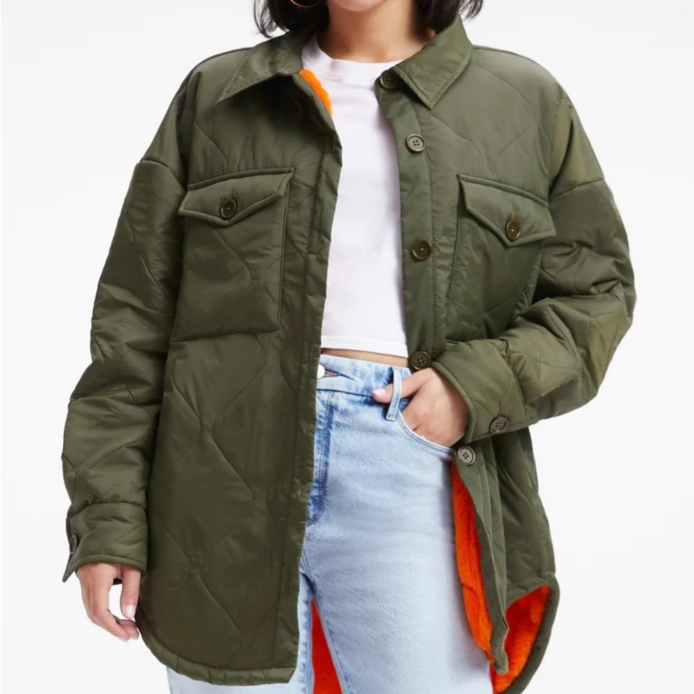 Good American oversized quilt shacket xxs/xs nwt